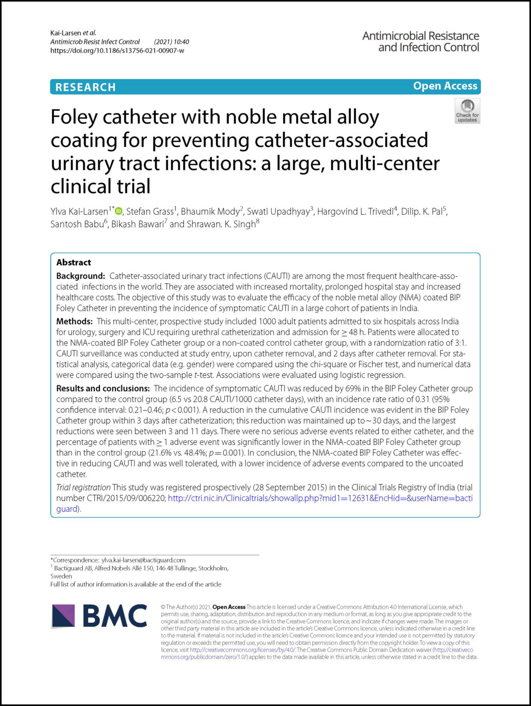 A large randomized clinical trial shows significant reduction in urinary tract infections